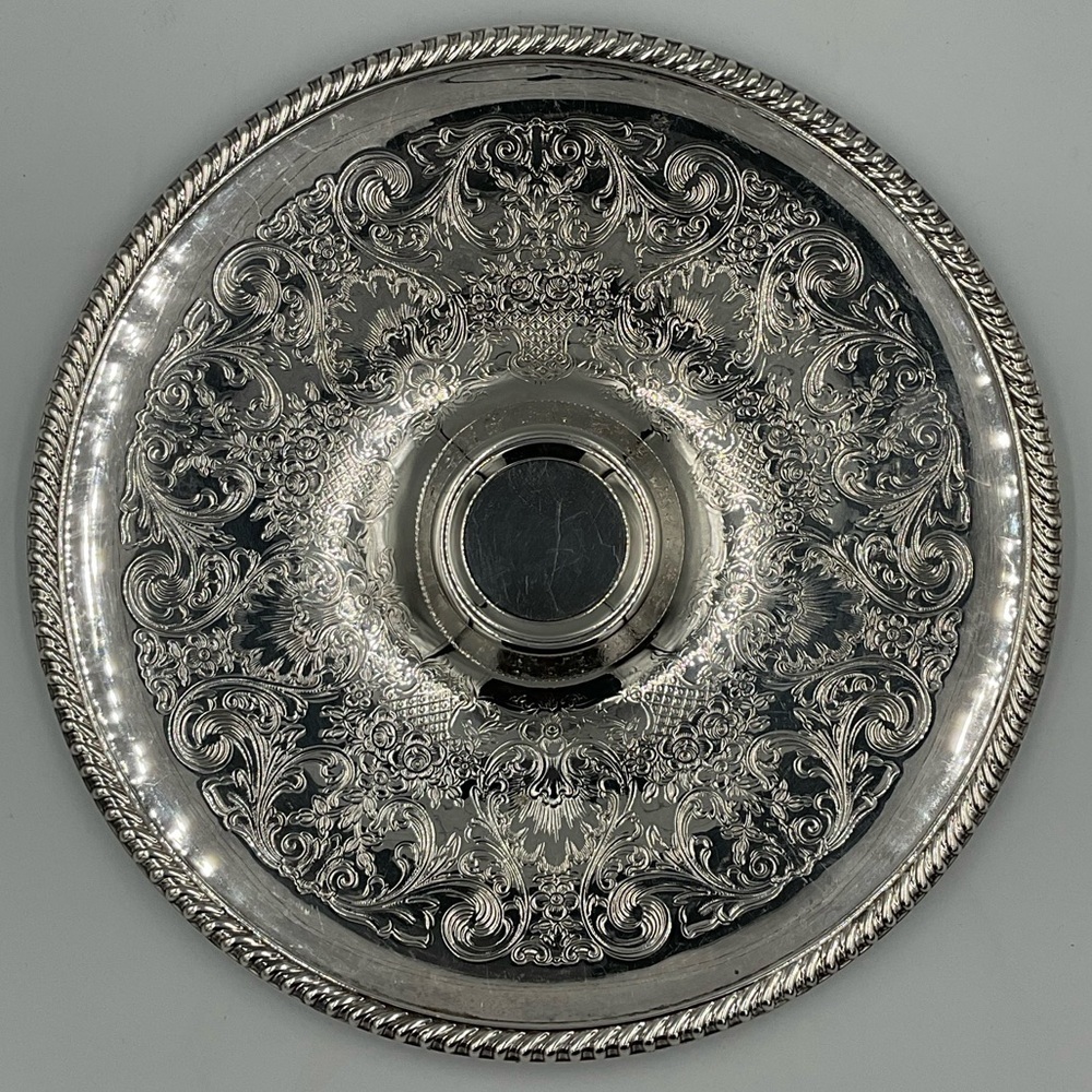 Vintage WM Roger’s Silver-Plate Holloware Round Serving Tray Platter